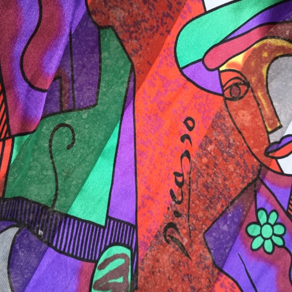 Picasso Long Scarf (Red Multi) E-7 - Picture 2 of 3